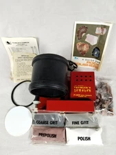 Vtg Thumlers Tumbler Model T Rotary Rock Tumbler Base Unit Barrel Rocks Grit 4pk