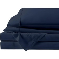 Premium Cotton RV Sheet Set - Navy Blue Solid Camper Queen Size 60" x 80" , ...