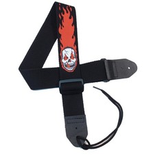 2" Cotton Guitar strap with Flaming Skull Design