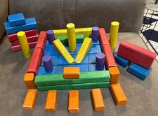 Vintage Wooden Building Blocks Mixed Shapes Child Children Toys