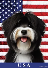 Tibetan Terrier Black/White All-American II Flag