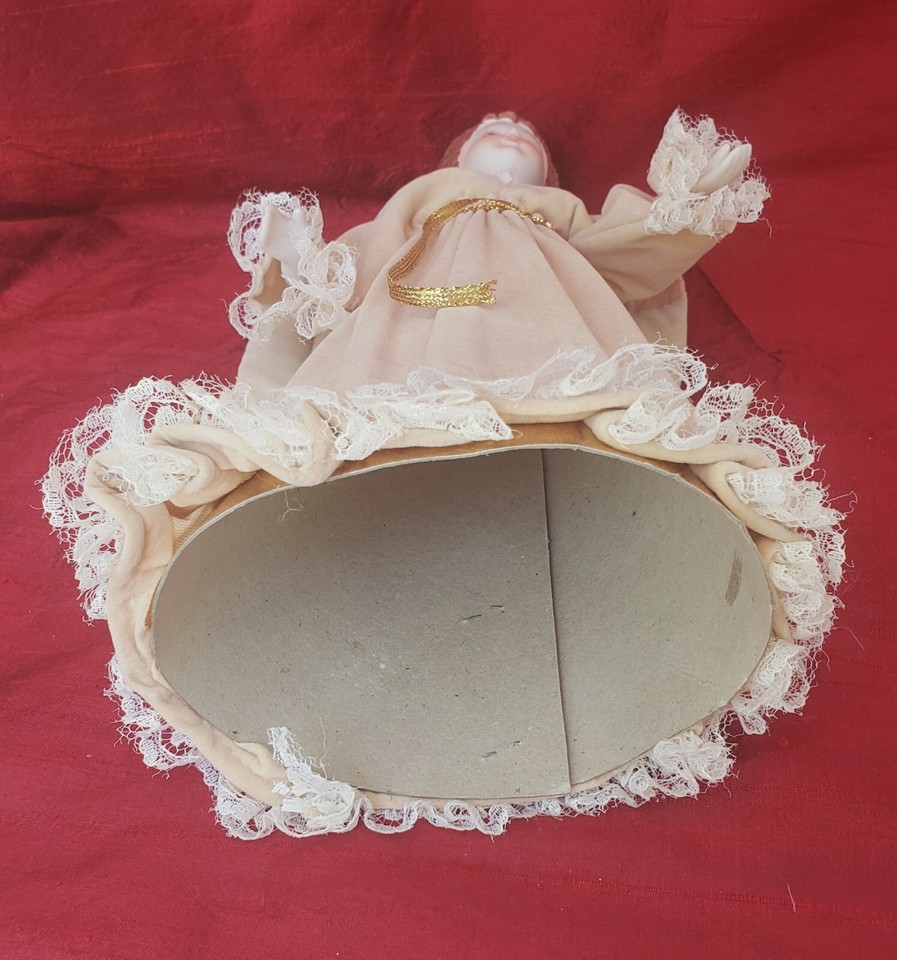 Gold Felt Victorian Angel Vintage Angel Christmas Tree Topper Rick Rack