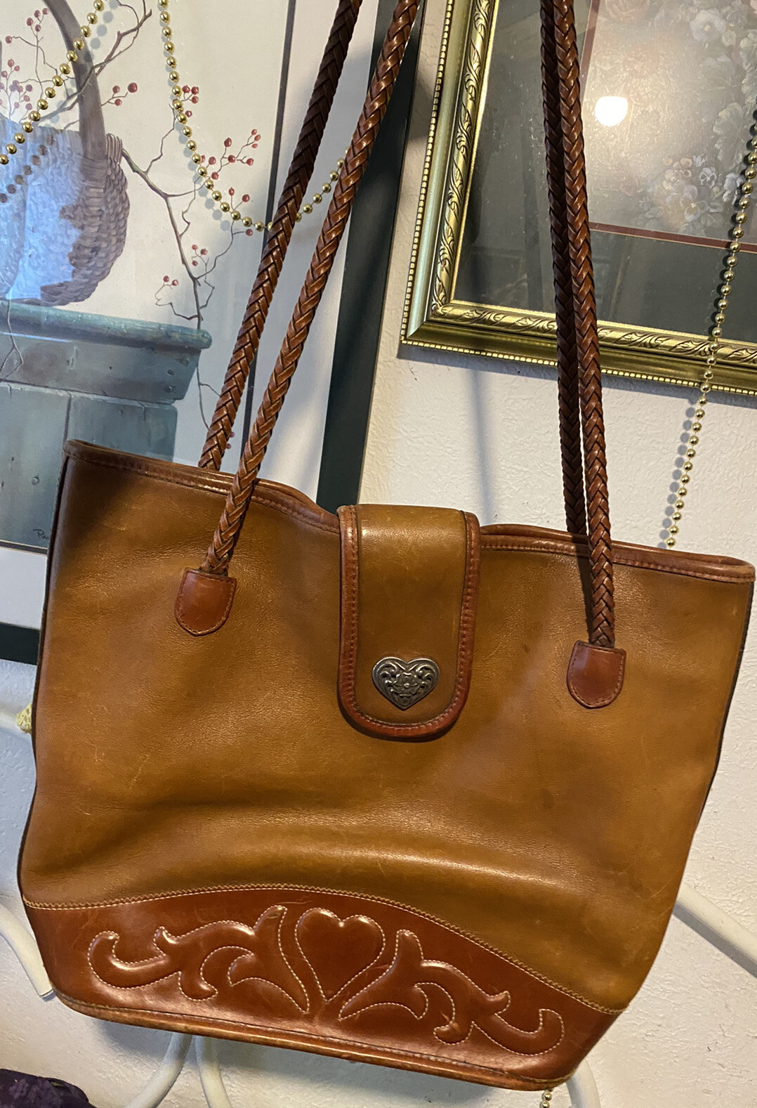 PONY BORSA A TRACOLLA BRIGHTON Out West in rilievo cucita western in pelle vintage
