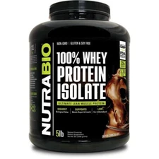 NutraBio 100% Whey Protein Isolate (Chocolate, 5 Pounds) 5 Pounds 