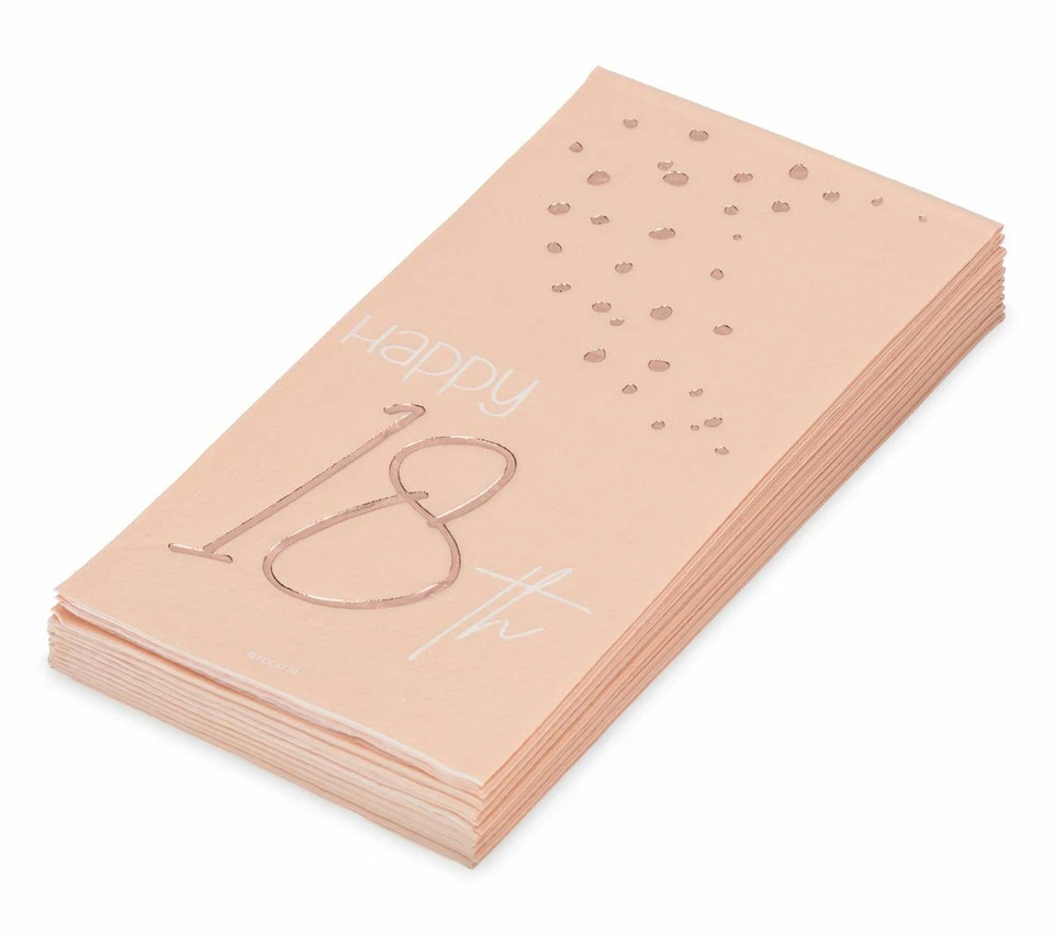8 X 18TH BIRTHDAY LUSH BLUSH PARTY NAPKINS PREMIUM PARTY TABLEWARE - 23CM - Image 3 of 4