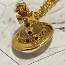 Vivienne Westwood Necklace Tiny Orb Gold multi-stone w/drawstring EJ832