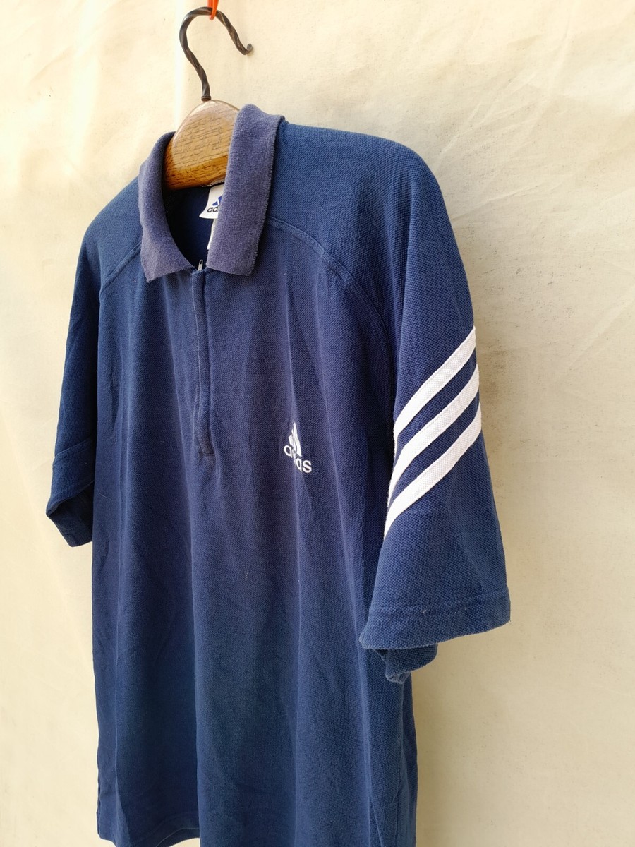 Vintage adidas Polo shirt Men's Medium Blue Zip Neck