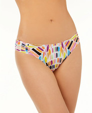 Bar III Printed Side-Cinch Hipster Bikini Bottoms UB2 201