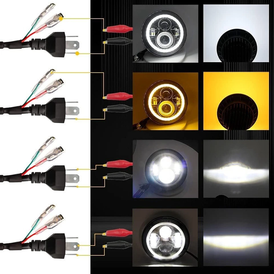 Proyector de anillo DRL de faros LED 7" señal de giro alta/baja para URAL Tourist 2005 2006 Foto 4 de 4