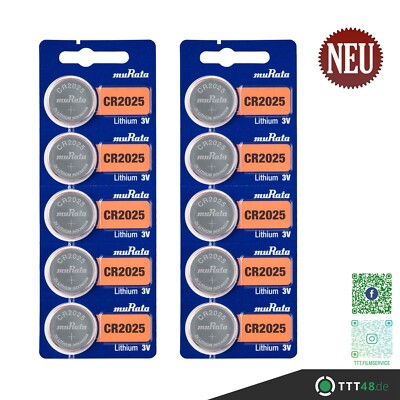 10 x Batterie MuRata eh. SONY CR2025 DL2025, 160 mAh Lithium