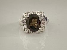 925 Sterling Silver Oval Smoky Quartz Ring Size 6