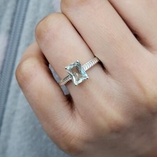 Green Amethyst Solitaire Wedding band Ring 925 Sterling Silver Anniversary Ring