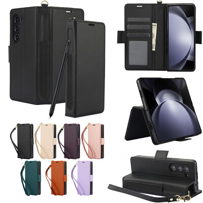 Für Samsung Galaxy Z Fold 7 6 5 4 Handyhülle Leder Flip-Halter Brieftasche Fall