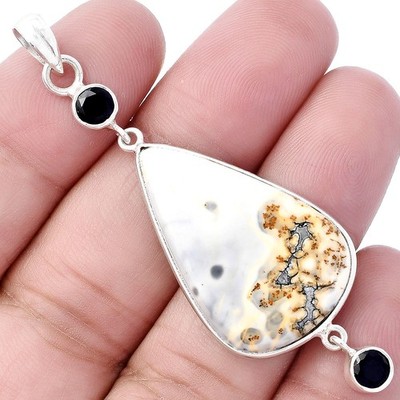 Natürlicher Maligano Jaspis & schwarzer Onyx 925 Sterlingsilber Anhänger SDP145674