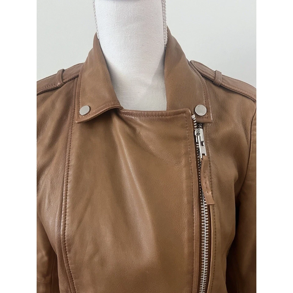 LORD + TAYLOR Brown Lamb Skin Leather Jacket Sz M - Image 2 of 4