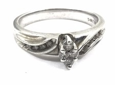 Diamond  Sterling Silver Ladies Wavy Bridal Wedding Band Ring Sz 7 3124-LM