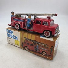Tinplate Friction Fire Truck MF 718 Siren Boxed Chinese Tin Toy Working Vintage
