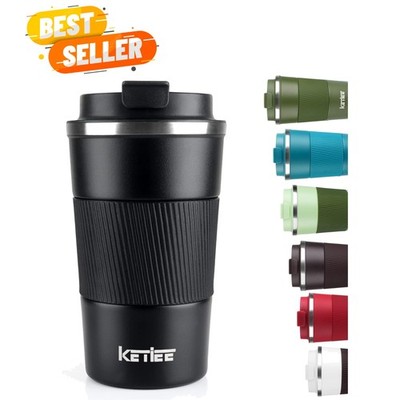 12oz Insulated Travel Mug with Leakproof Lid   Double Wall Stainless Steel