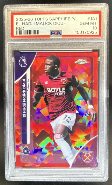 2026 Topps Chrome Sapphire Premier League El Hadji Malick Diouf RC Red /5 PSA 10