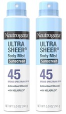 Neutrogena Sheer Body Mist Sunscreen Spray, (2 Pack, 10 oz), Exp. 11/26 1.79 per gallon