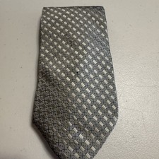 Calvin Klein Men’s 100% Silk Silver/Pewter Geometric Tie Made In USA