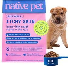 Native Pet GutWell Itchy Skin, Sasonal Allergy Itch Relief for Dogs, 60 Scoops