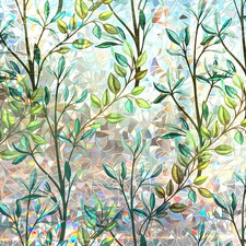 Rainbow Window Privacy Film - 3D Stained Glass Effect with Installation Tools