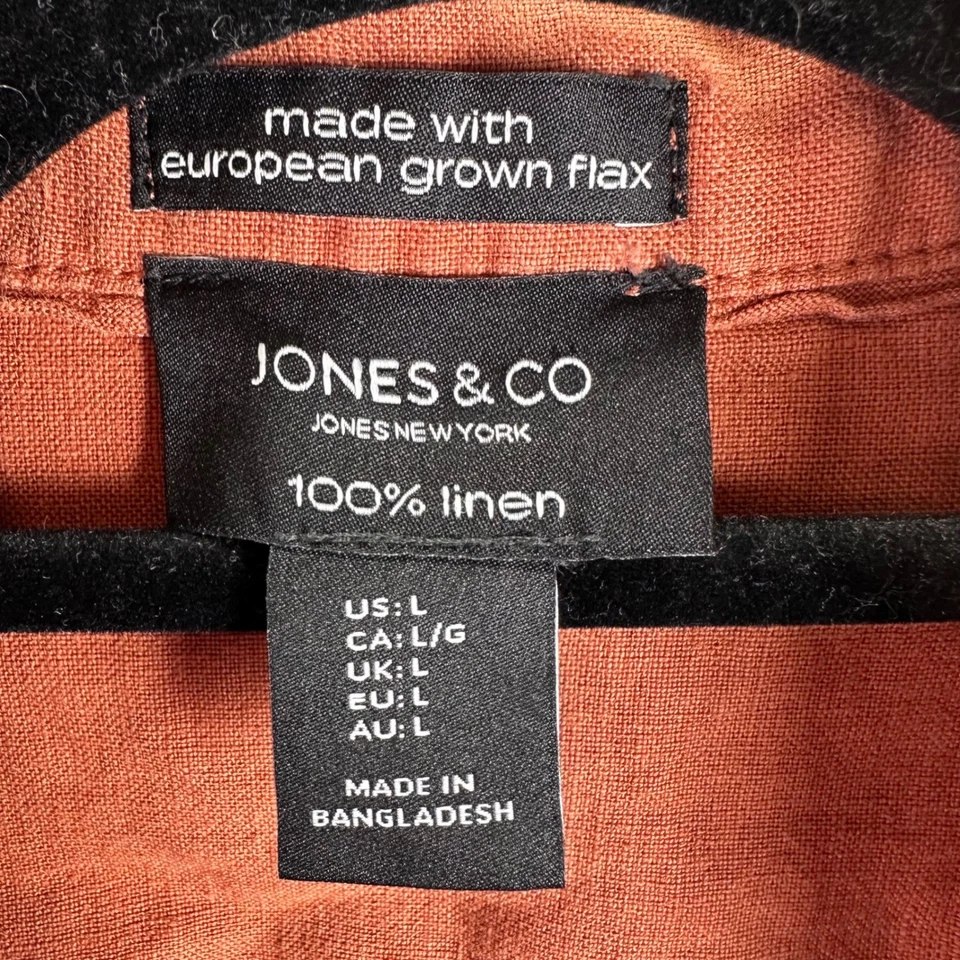 Jones New York Mujer L Óxido 100% Lino Botón Delantero Camionero Chaqueta Country Boho Foto 4 de 4