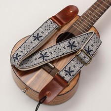 Embroidered Guitar Strap  Adjustable Vintage Style Ukulele Strap Floral Pattern