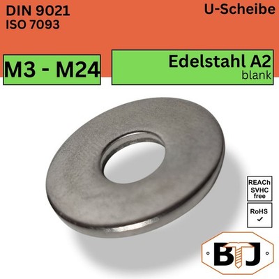 DIN 9021 Unterlegscheiben rostfrei Edelstahl A2 Belagscheiben M3 - M24  ISO 7093