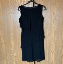 JONES NEW YORK DRESS BLACK SLEEVELESS SEMI-SHEER SEQUINED TIERED SIZE 6