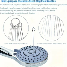 10Pcs Stainless Steel Needle Brush Set: Shower Head Cleaning Tool Kit - NEW