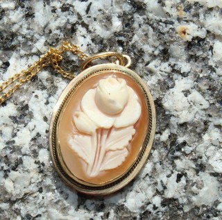 VTG Necklace 14K GOLD Cameo FLOWER Lot AH