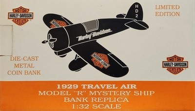 Harley Davidson 1929 Travel Air Model R Mystery Ship Plane Bank 1:32 Diecast NIB