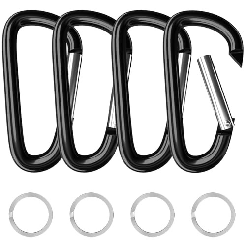 4-5 Inch Extra Large Black Aluminum Carabiner D Ring
