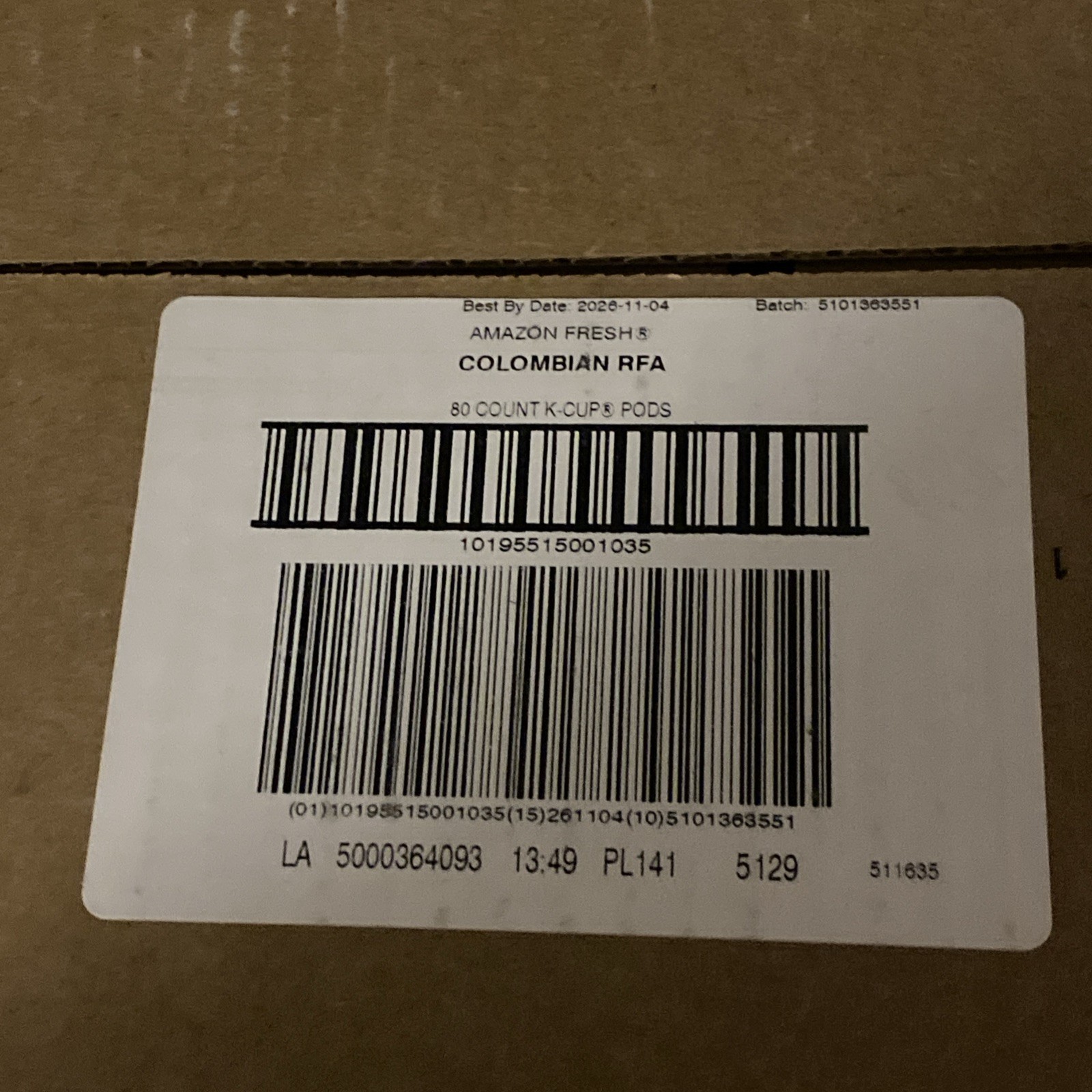 AmazonFresh 80 Ct. K-Cups, Colombia Medium Roast, Keurig K-Cup Brewer Compatible