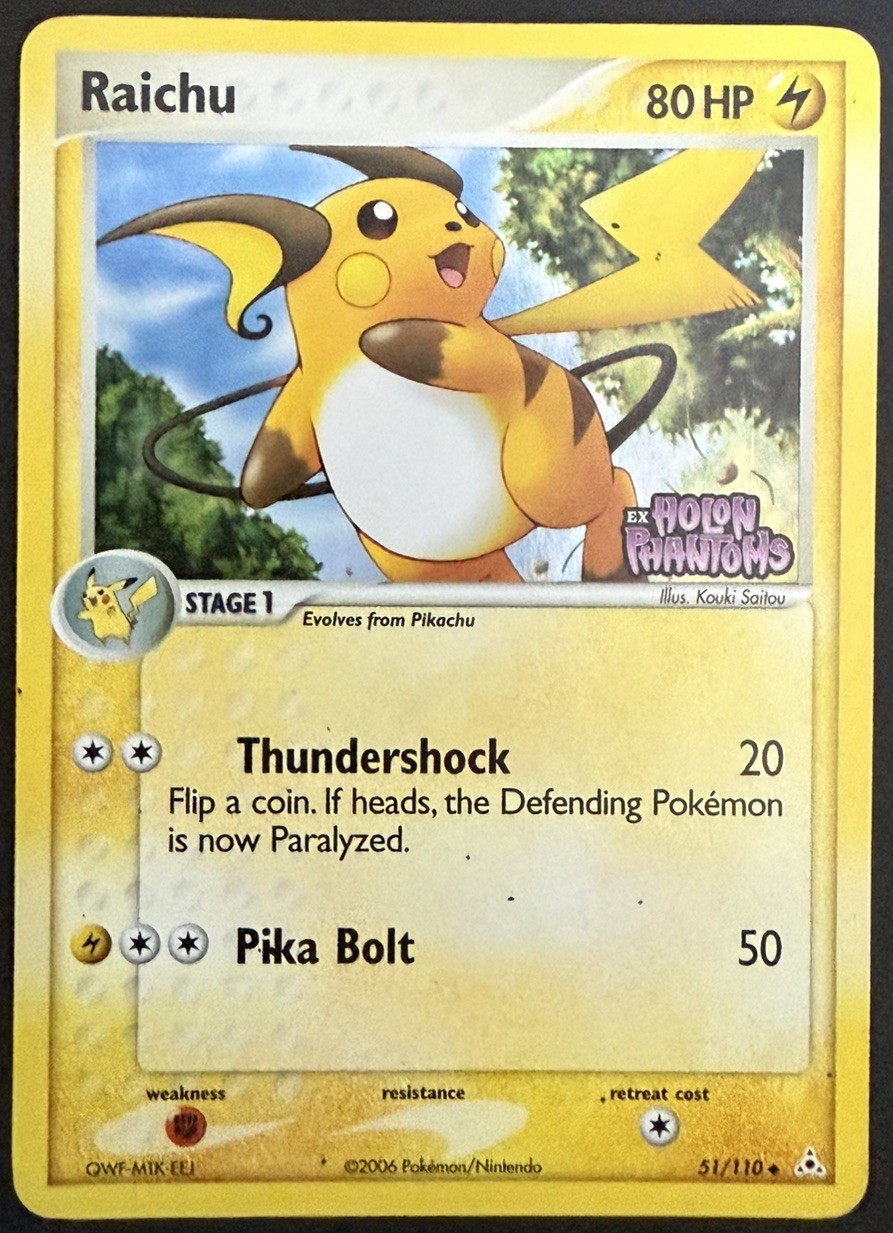 RAICHU 2006 Pokemon EX Holon Phantoms 51/110 Stamped Reverse Holo HP/DMG