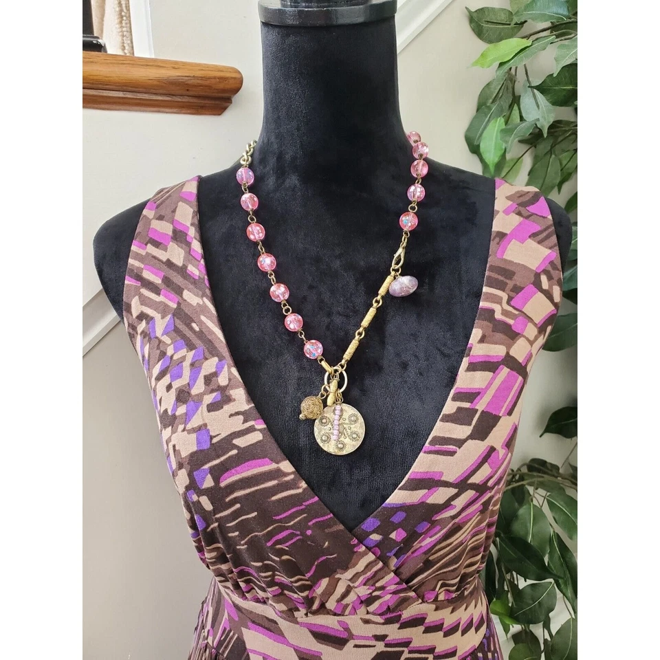 Vestido A New Approach para mujer multicolor poliéster cuello en V sin mangas hasta la rodilla M Foto 2 de 4