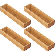 mDesign Aufbewahrungsbox Organizer Schubladenbox 4er-Set Bambus Naturfarben