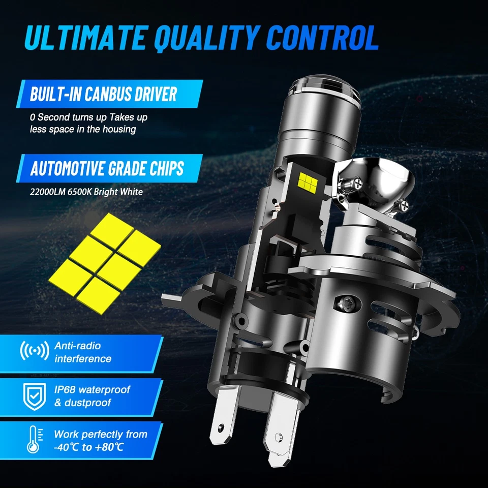 NOVSIGHT HB2 9003 H4 LED Headlight Globes Kit Hi/Low Beam 22000LM Brighter White - image 4 of 4