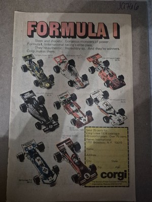 1974 Corgi Formula 1 Die-Cast Miniatures Ad - 156 Embassy Shadow, 155 UOP (JA766