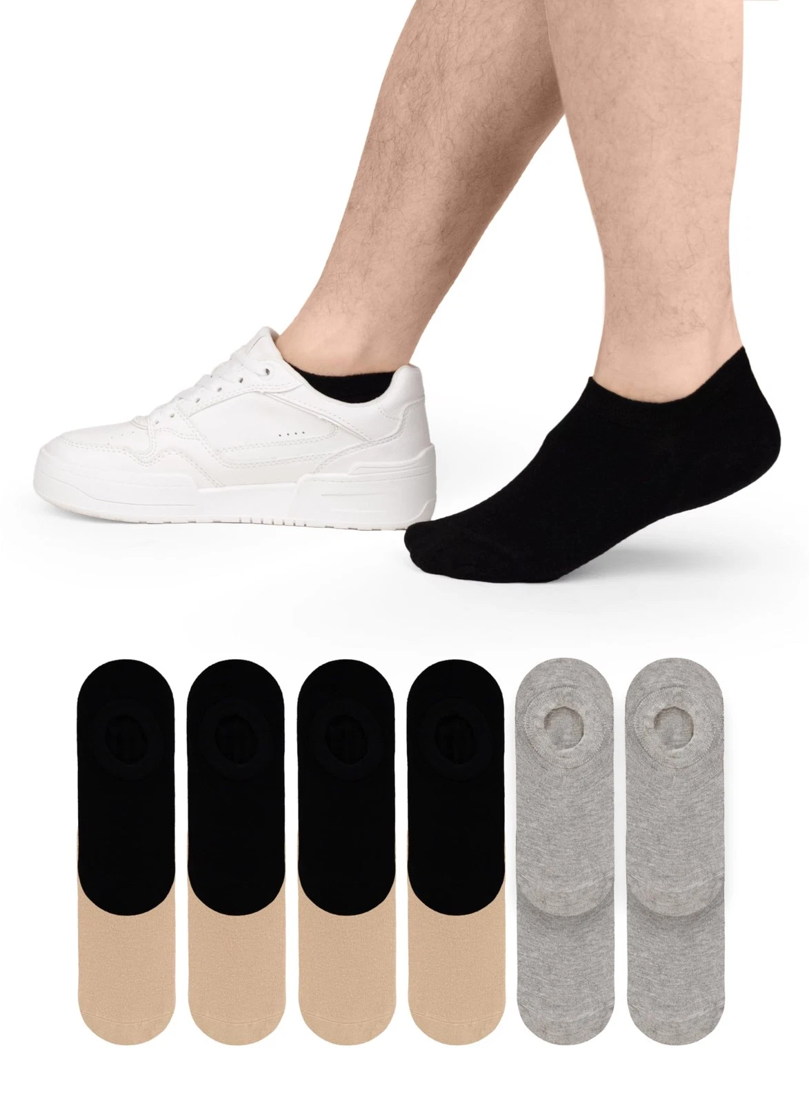 Men Bamboo No Show Sneaker Socks, Non Slip, 12 Pairs, by Hugh Ugoli