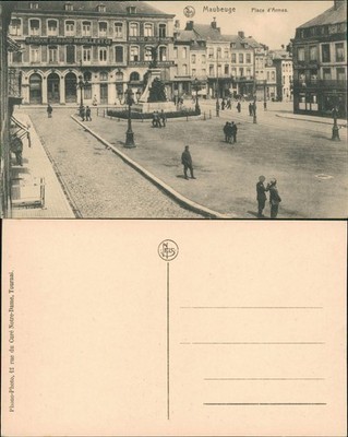 CPA Maubeuge Place d'Armes. Banque Pierard 1915