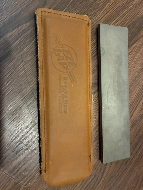 Eze-Lap Diamond Grey Fine Edged Knife Sharpening Stone w/ Pouch 2" x 8"