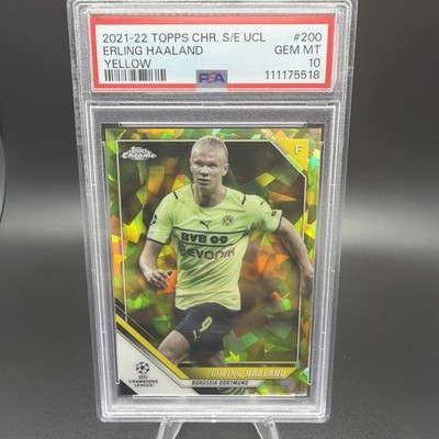 2021-22 Topps Chrome Sapphire Yellow Erling Haaland PSA 10 GEM MINT Color Match