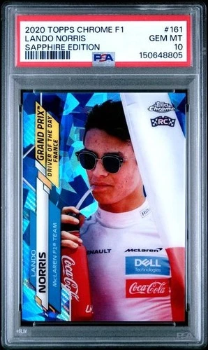 LANDO NORRIS 2020 Topps Chrome F1 SAPPHIRE EDITION #161 PSA 10 GEM MT RC