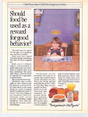 Vtg 1988 Print Ad Chef Boyardee Child Development Series Pasta Art Beef Cheese