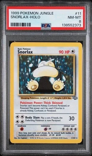 PSA 8 SNORLAX HOLO 11/64 1999 Jungle Set - New Cert