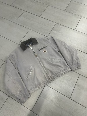 Carhartt カバーオール X-LARGE グレー 90sヴィンテージ 90s Carhartt Gray Canvas Zip-Up Jacket with Dark Corduroy Collar