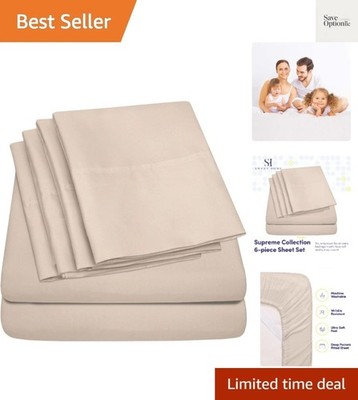 Queen Sheets Beige - 6 Piece 1500 Supreme Collection Fine Brushed Microfiber ...